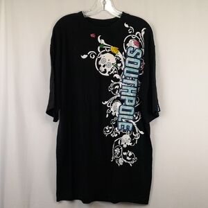 Southpole Black Graphic Skulls Birds Short Sleeve Shirt
